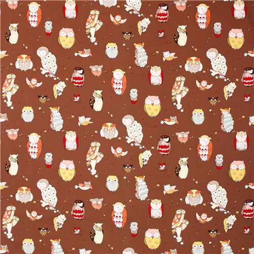 brown heavy oxford owl fabric Alexander Henry USA 2