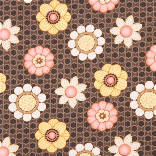 brown honeycomb flower fabric by Henry Glass from USA 1