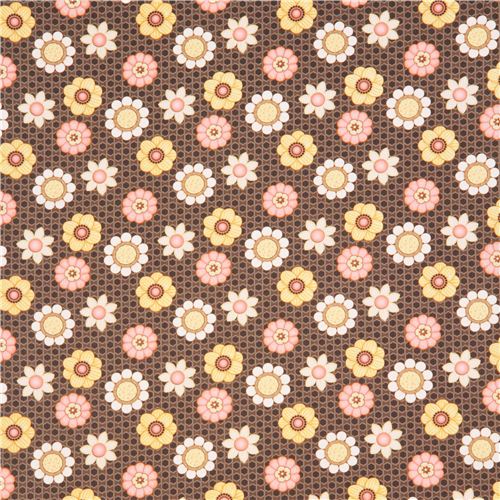 brown honeycomb flower fabric by Henry Glass from USA 2