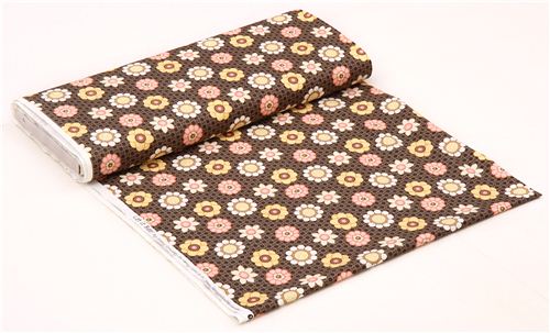 brown honeycomb flower fabric by Henry Glass from USA Fabric by ...