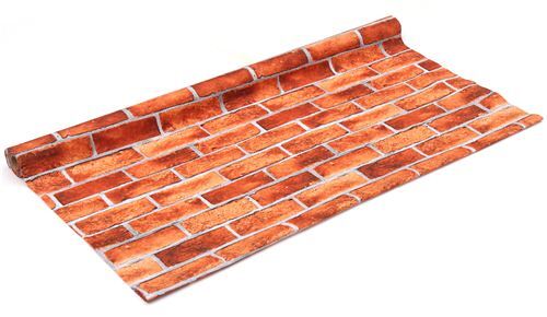 Resto de 42 cm - Tela marr�n y marr�n claro con dise�o muro de ladrillo pared de Jap�n 3