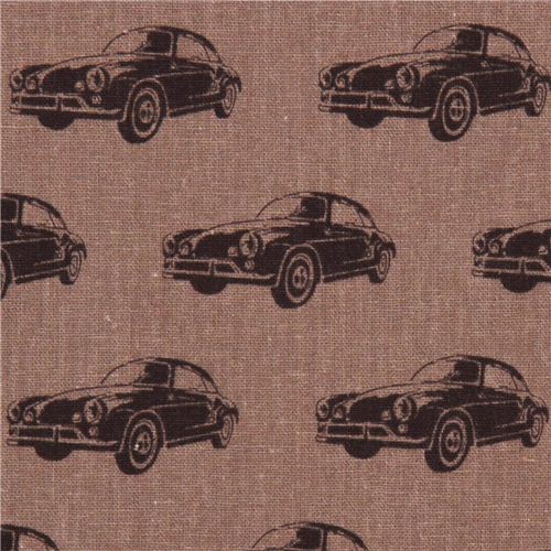 echino canvas designer fabric cars squares brown Japan Fabric by Echino  Fabrics - modeS4u