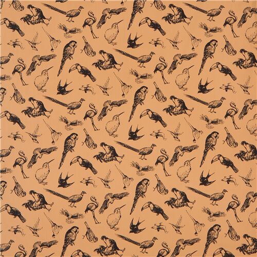 Coupon tissu coton - fleurs rétro - orange - 45 x 50 cm - Un grand marché