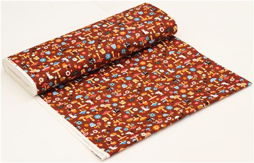 brauner Oxford Wald Tier Stoff von Cosmo aus Japan 3