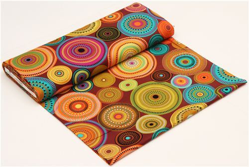 Remnant 38 cm - brown pattern circle fabric northern lights Michael Miller 6