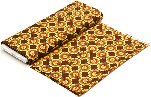 brown retro flower fabric by Michael Miller USA 3