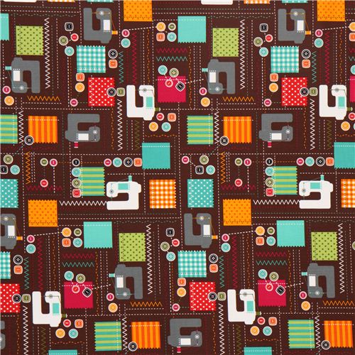 brown sewing machine fabric by Robert Kaufman USA 2