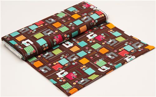 brown sewing machine fabric by Robert Kaufman USA 3