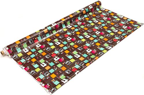 brauner N�hmaschine Premium Laminat Stoff von Robert Kaufman 3