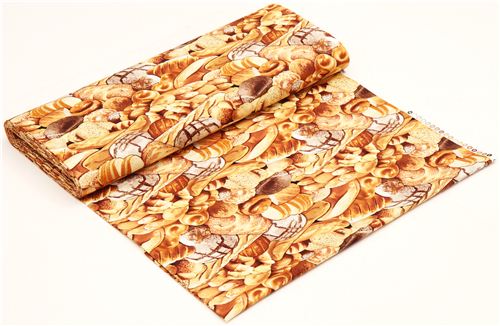 Brown Yellow Bread Fabric Timeless Treasures USA Food Fabric Fabric