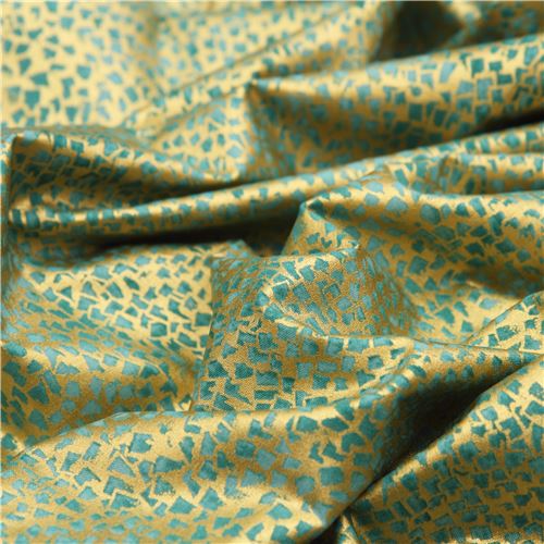 Wishwell Metallic Gold Graphic Flower Fabric by Robert Kaufman - modeS4u