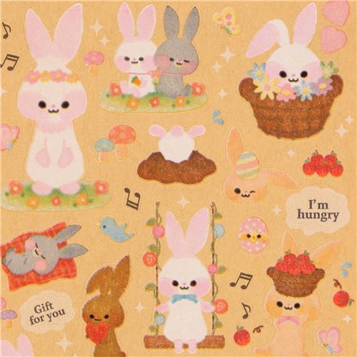 bunny rabbit animal stickers by Lemon Animal Stickers Stickers
