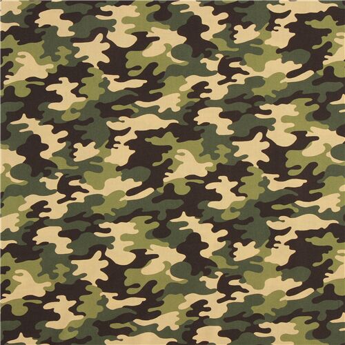 camouflage green army print cotton fabric by Robert Kaufman - modeS4u