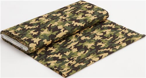 Remnant (50 x 112 cm) - camouflage green army print cotton fabric by Robert  Kaufman - modeS4u