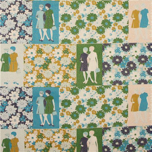 canvas fabric flower story panel Kokka Japan 2