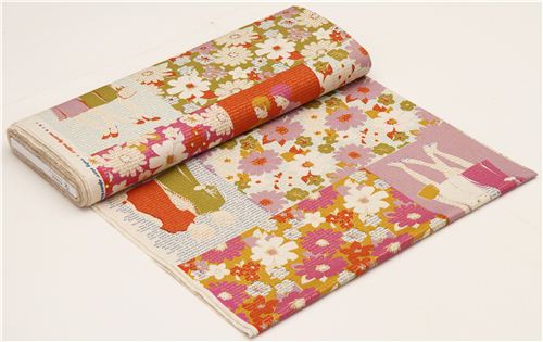 Canvas  Stoff Story Blumen Muster Kokka Japan 3