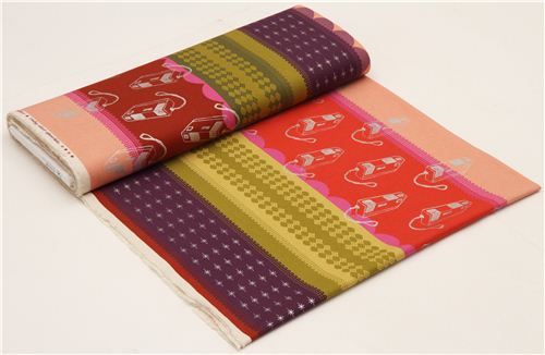 canvas fabric retro cameras stripe pink Kokka from Japan 3