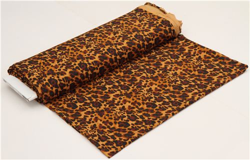 caramel Robert Kaufman knit fabric leopard print 3