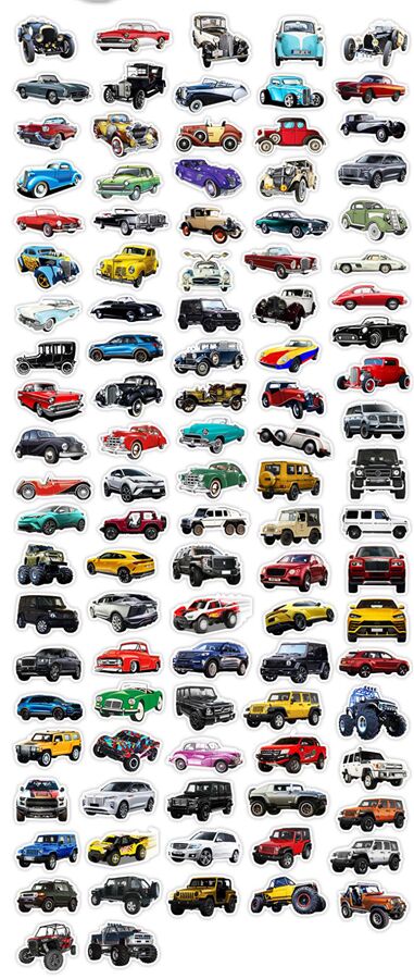 cars diecut sticker pack 50 unique designs unique retro vehicle themed 4