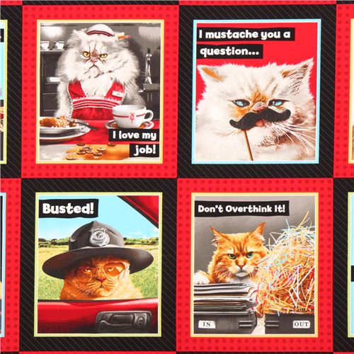 cat animal Cheater fabric Robert Kaufman Divas And The Tough Guys 1