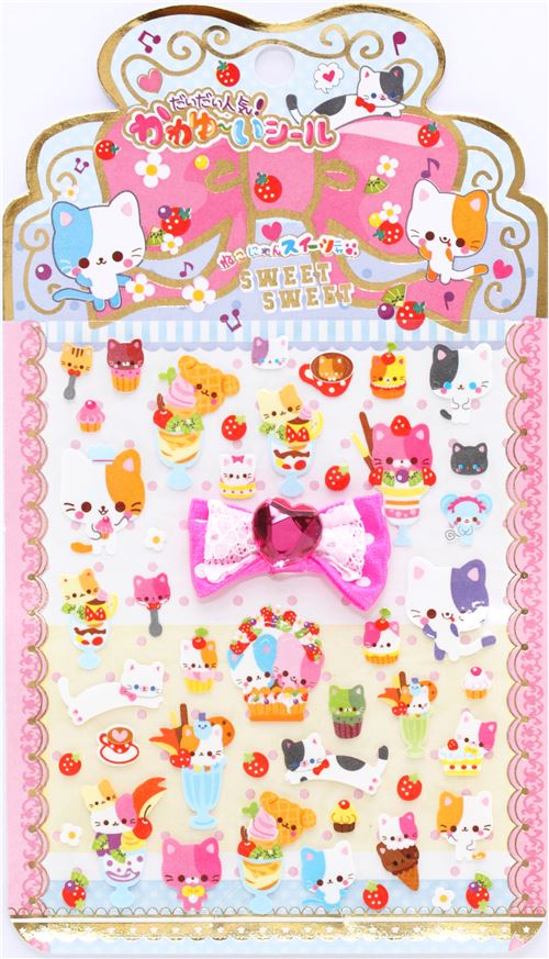 cat dessert sundae glitter stickers Food Stickers Sticker