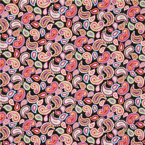 charcoal paisley flower ornament fabric 'Priscilla' Blank Quilting USA 2