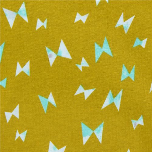 Tissu jersey Cotton and Steel jaune chartreuse avec des noeuds - coupon (74cm x 50cm)