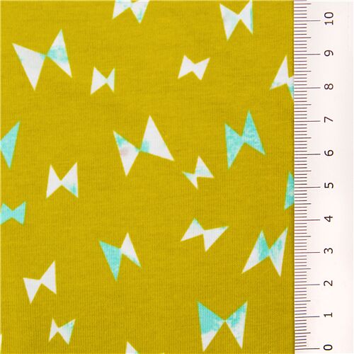 chartreuse Cotton and Steel knit fabric with bows modeS4u