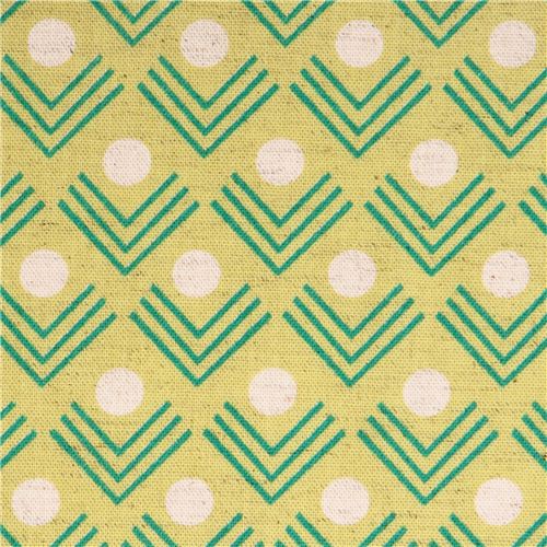chartreuse corners angle geo Canvas fabric Framework Kokka 1