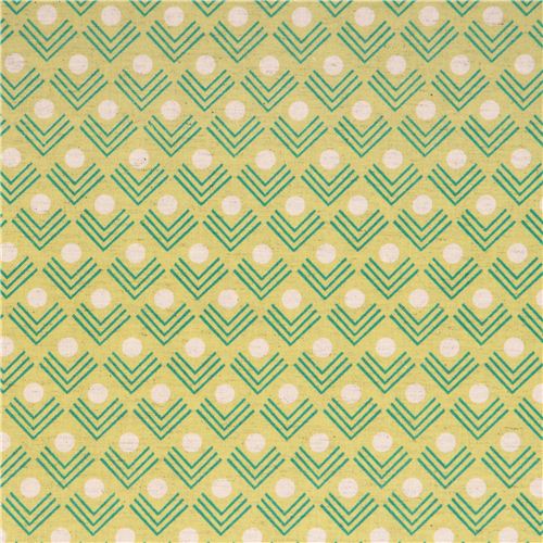 chartreuse corners angle geo Canvas fabric Framework Kokka 2