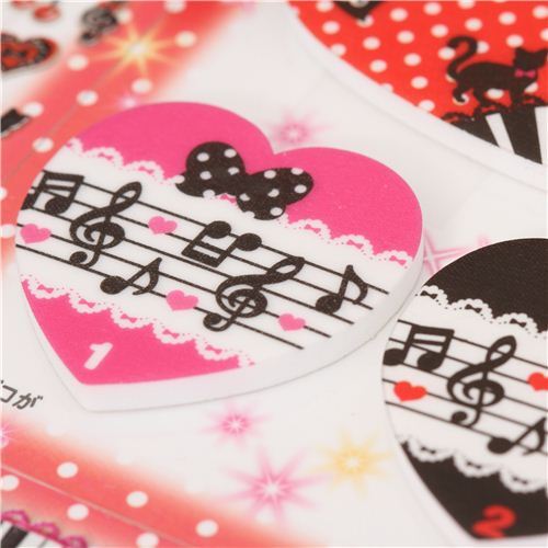 plaid dots piano fingernail glitter stickers japan cute stickers