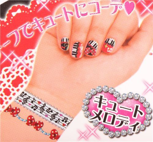 Plaid Punkte Klavier Fingernagel Glitzer Sticker Japan Modes4u