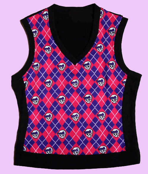pink vest with skulls and checker size S - modeS4u