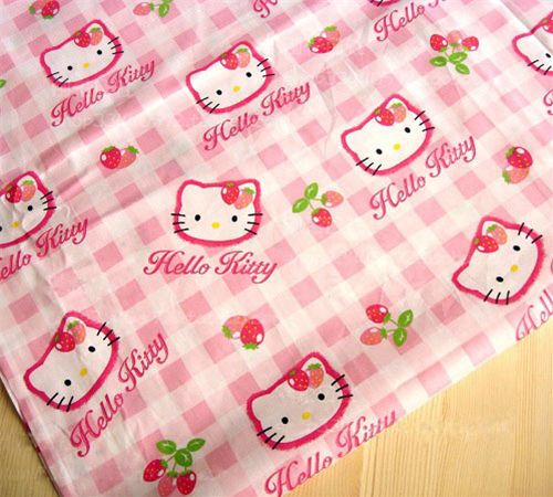 kartierter Hello Kitty Köpfe Stoff Erdbeeren 0,5m 1