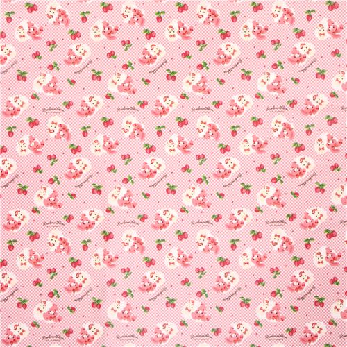checkered light pink white rabbit strawberry oxford fabric 2