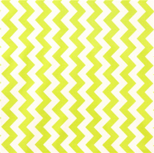 chevron Riley Blake laminate fabric white lime green 3