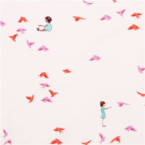 Kinder und Vogel Stoff Michael Miller With The Birds 1