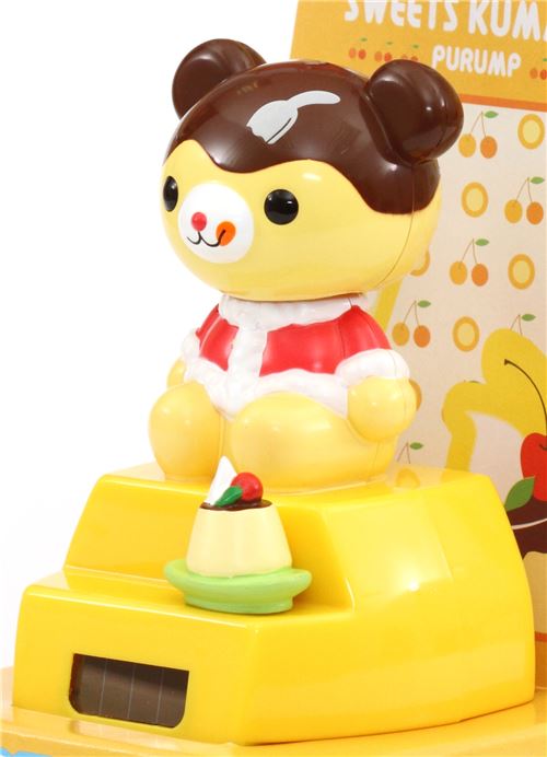 christmas pudding bear solar powered bobble head toy from Japan modeS4u