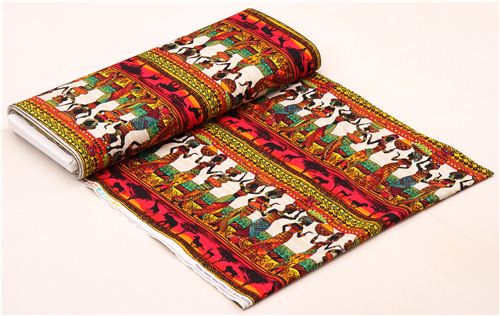 bunter Afrika Frauen und Tiere Streifen Stoff Timeless Treasures 5