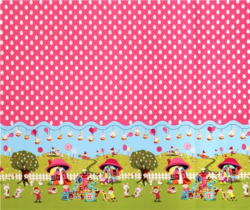 colorful Easter border fabric with egg rabbit gnome Michael Miller 2