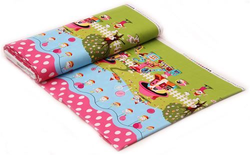 colorful Easter border fabric with egg rabbit gnome Michael Miller 4