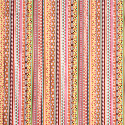 colorful Evita flower stripes fabric by Michael Miller Chocolate 2