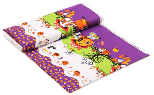 colorful Halloween border fabric with pumpkin trick or treat Michael Miller 5