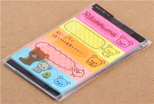 colorful Rilakkuma index stickers bookmark sticker with blue, yellow, pink - Sticky Notes ...