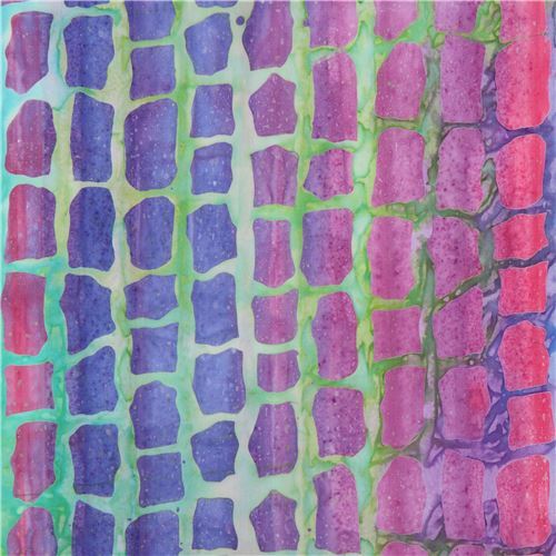 Fat Quarter (50 x 56 cm) - Tela batik de colores con bloques ladrillos en rosa de Timeless Treasures