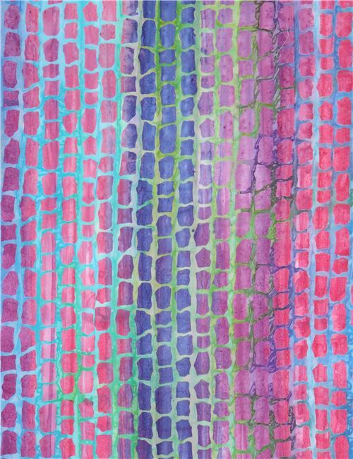 Fat Quarter (50 x 56 cm) - Tela batik de colores con bloques ladrillos en rosa de Timeless Treasures 2