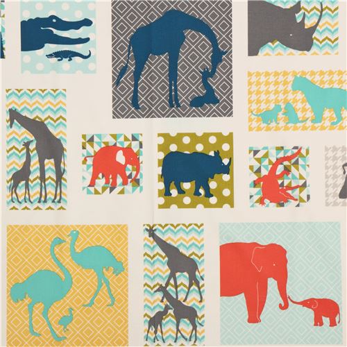 colorful animal family panel fabric by Andover USA 1