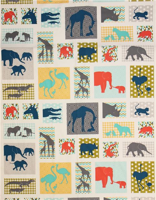 colorful animal family panel fabric by Andover USA 2