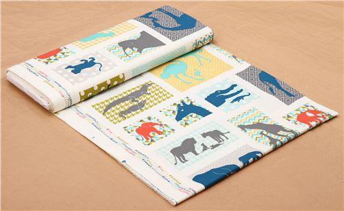 colorful animal family panel fabric by Andover USA 3