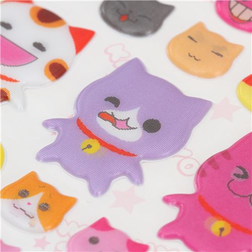 colorful cat animal puffy lenticular stickers modeS4u
